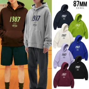 87MM  |Street Style Long Sleeves Plain Cotton Logo Hoodies