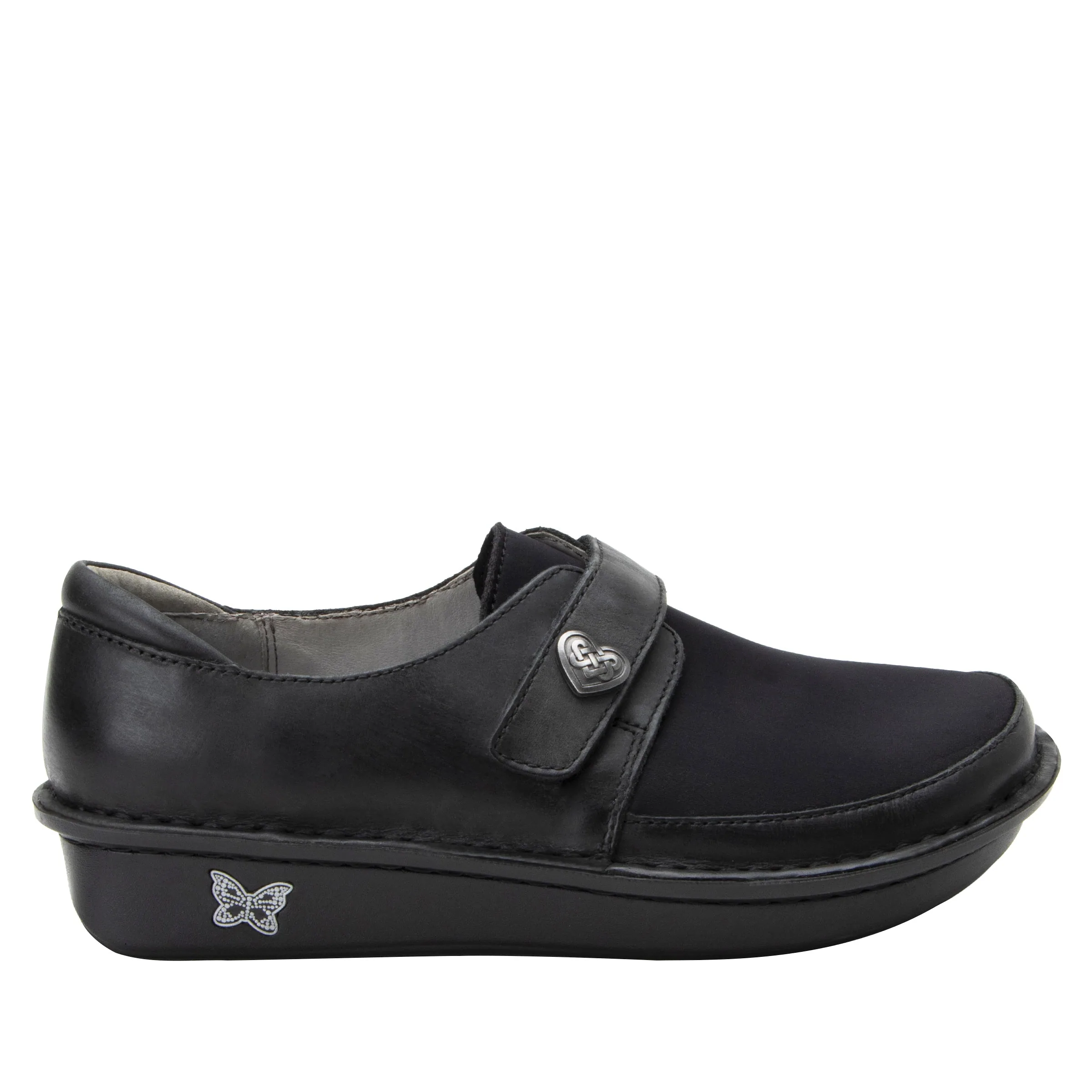 Alegria Womens Brenna Velcro Shoes- Oiled Black