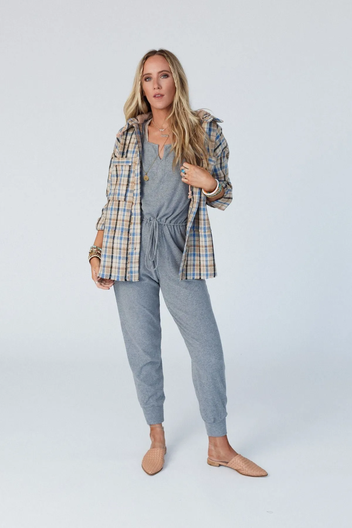 All In With You Plaid Jacket - Taupe Multi