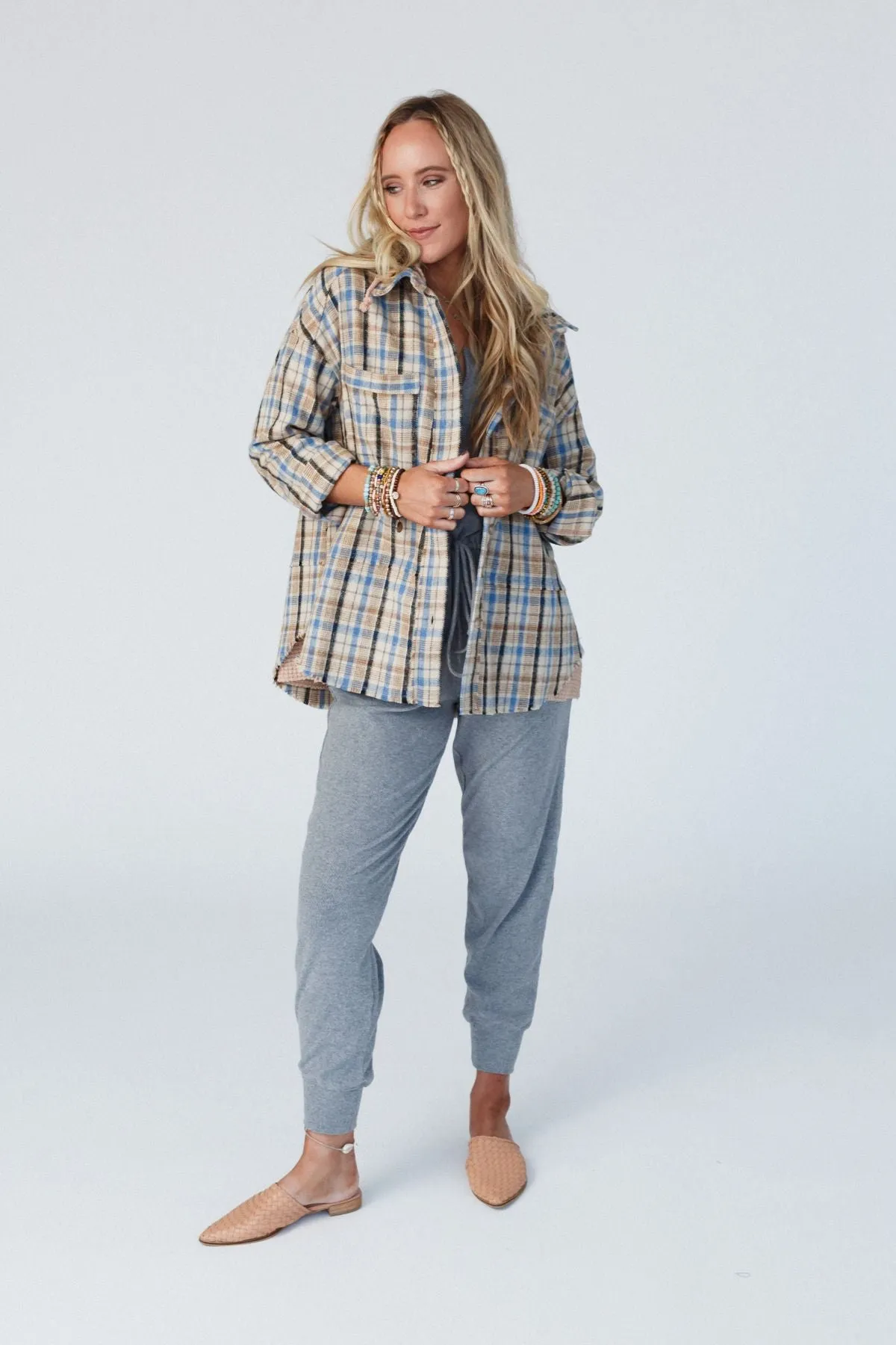 All In With You Plaid Jacket - Taupe Multi