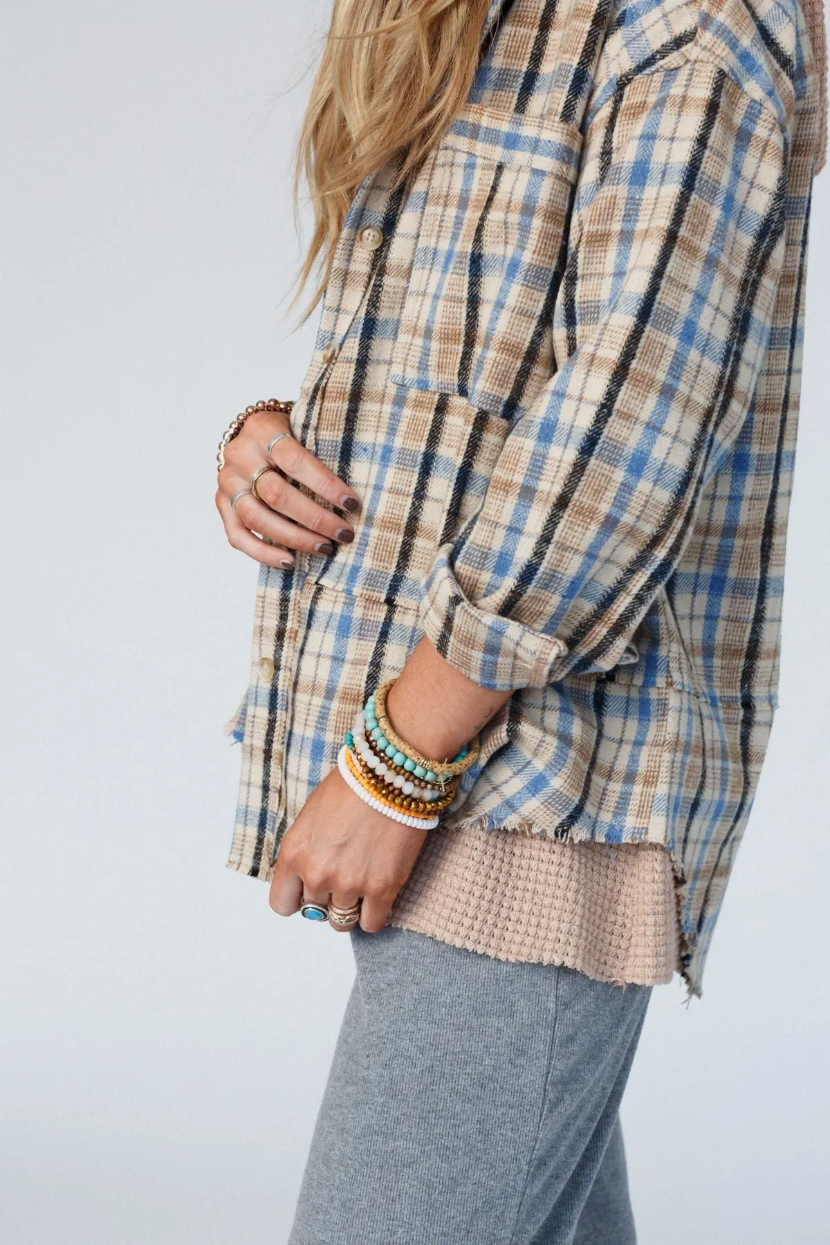 All In With You Plaid Jacket - Taupe Multi