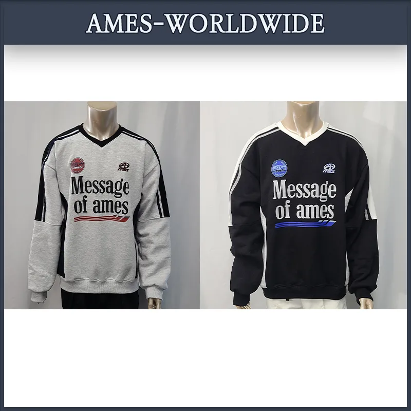 AMES-WORLDWIDE  |Unisex Street Style Logo Hoodies & Sweatshirts