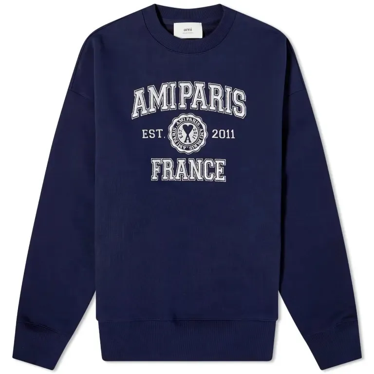 AMI PARIS  |Crew Neck Sweat Long Sleeves Plain Cotton Logo