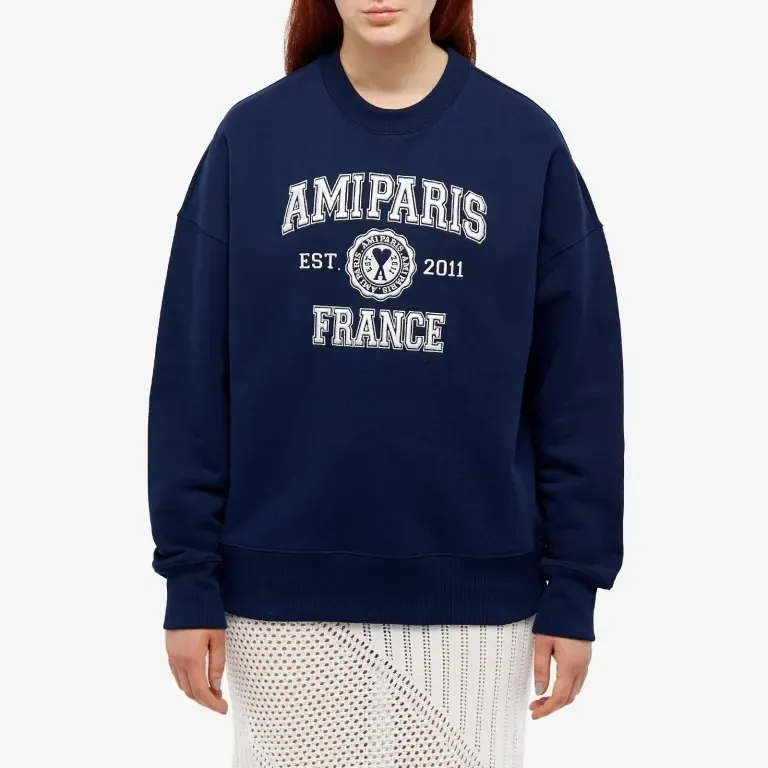 AMI PARIS  |Crew Neck Sweat Long Sleeves Plain Cotton Logo