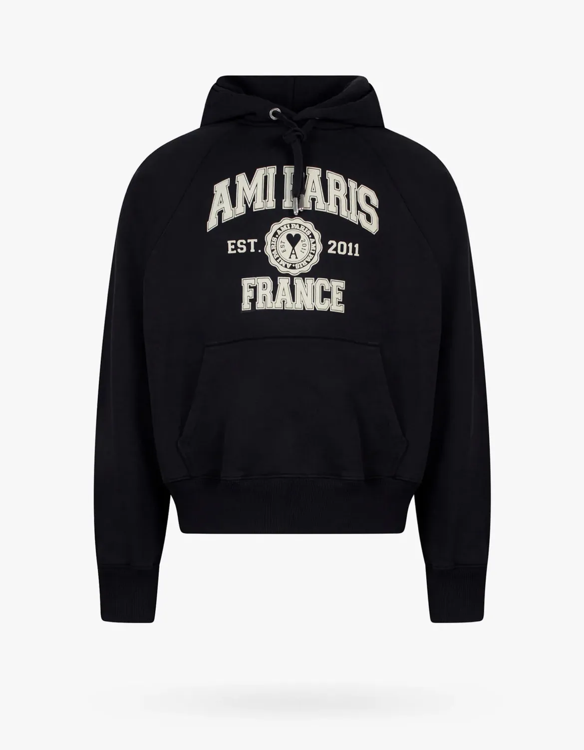 AMI PARIS  |Long Sleeves Plain Cotton Logo Hoodies & Sweatshirts