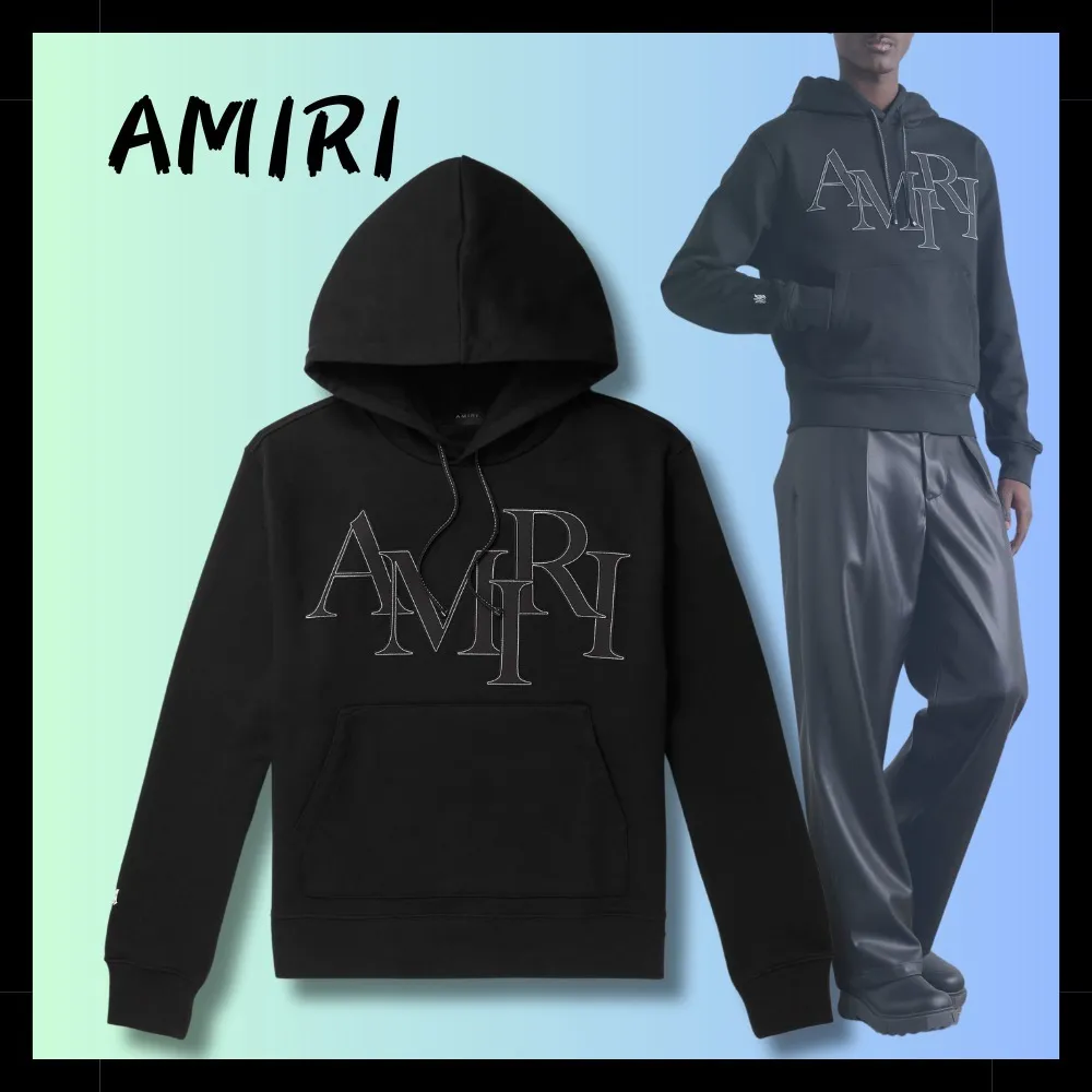 AMIRI  |Unisex Street Style Long Sleeves Cotton Logo Hoodies