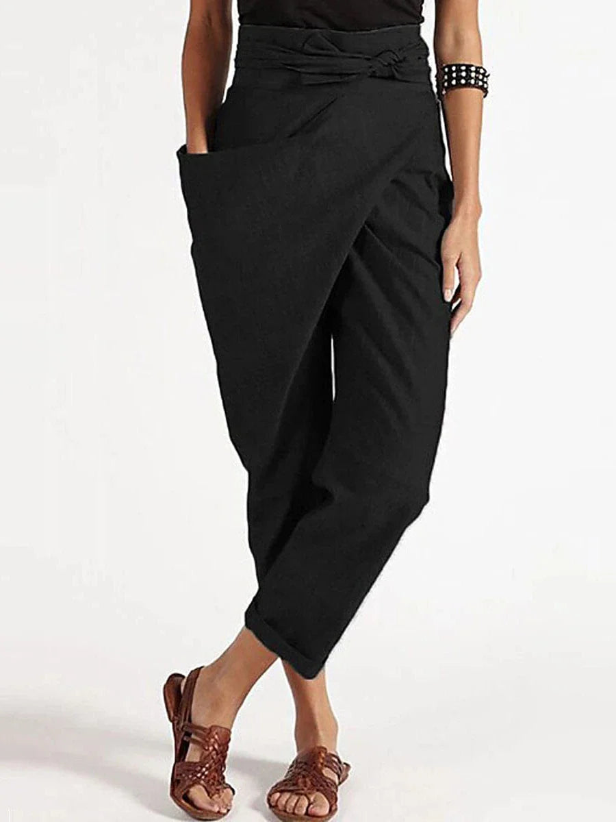 Ankle-Length Cotton Blend Dress Pants for Women's Casual and Work Wear