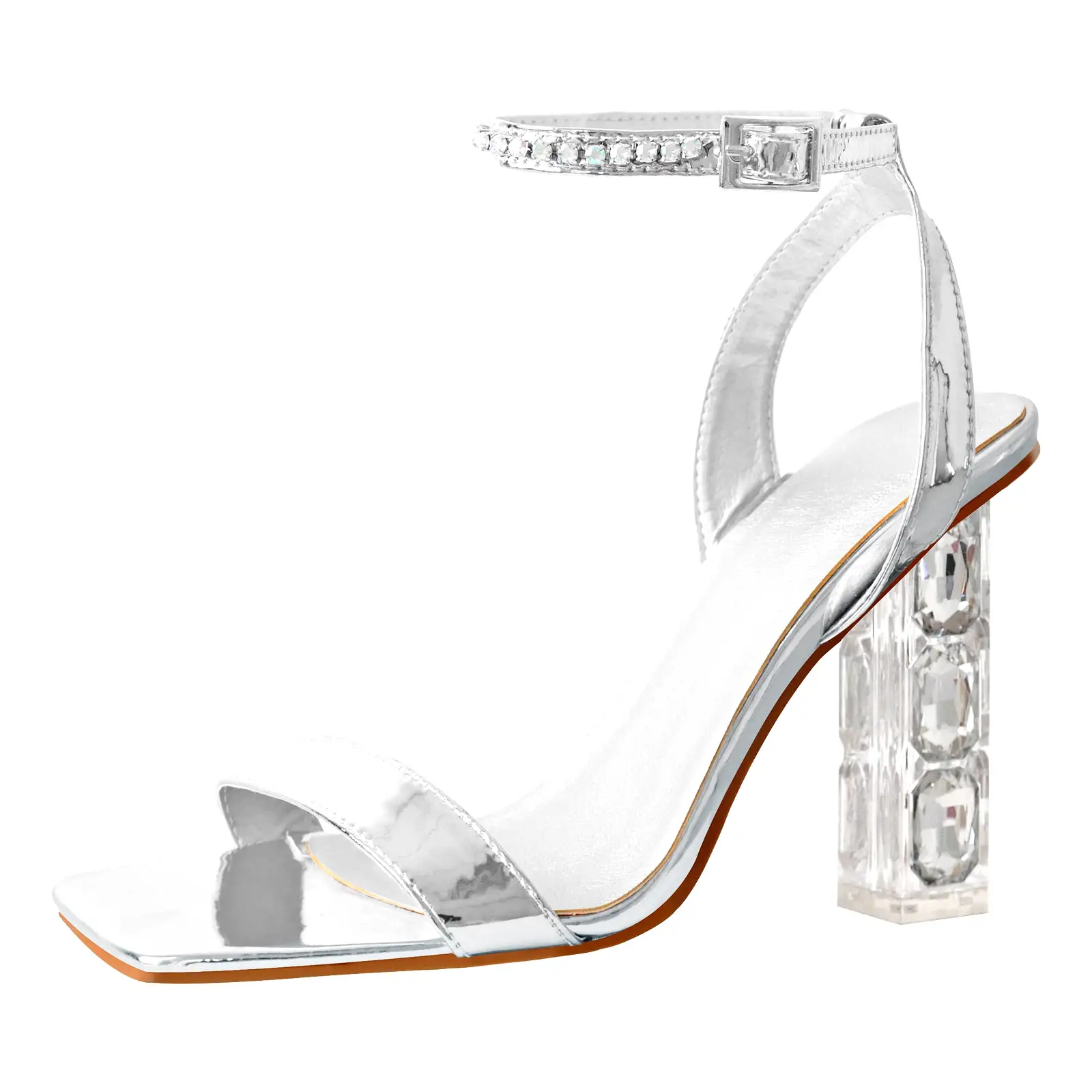 Ankle Strap Rhinestone High Heel Sandals