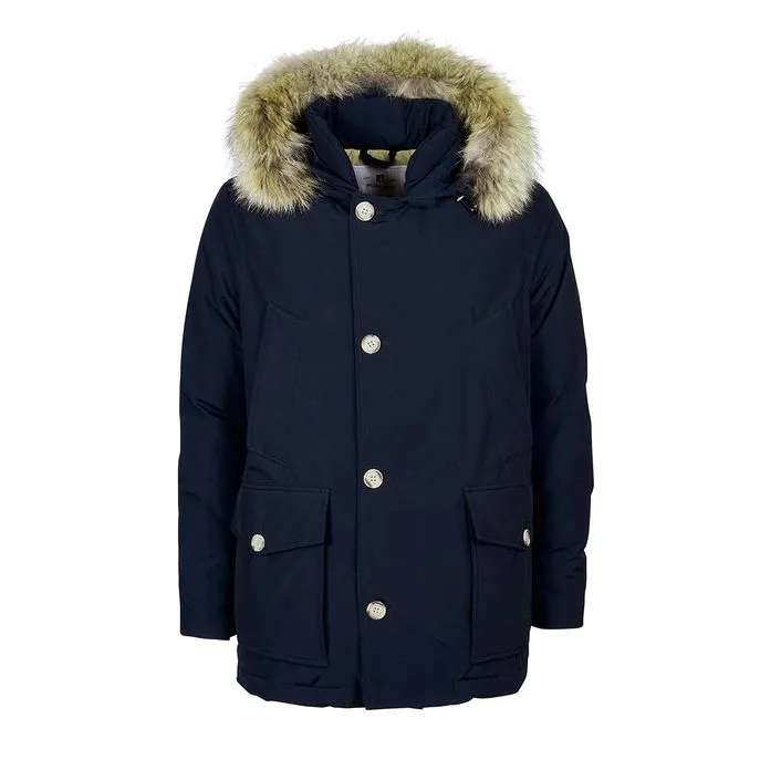 ARCTIC ANORAK WITH HOOD AND DETACHABLE FUR Man Melton blue