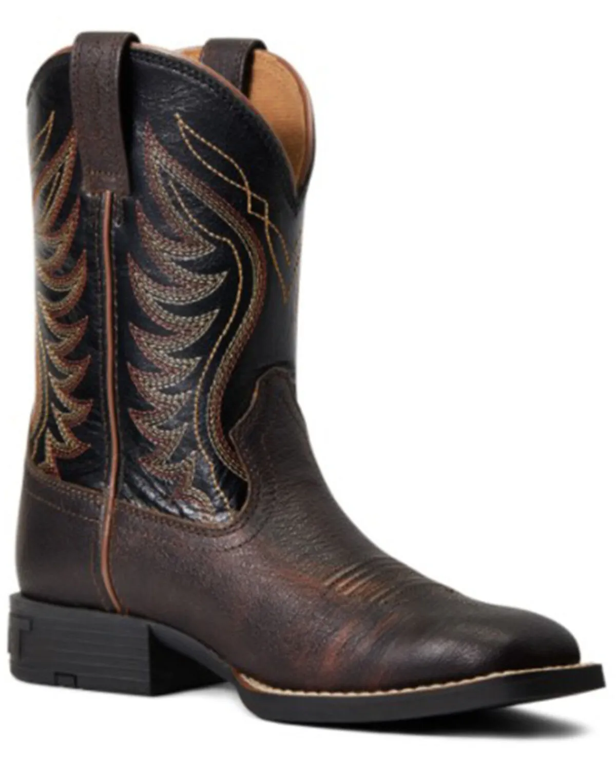 Ariat Boys' Amos Hand-Stained Western Boot - Broad Square Toe