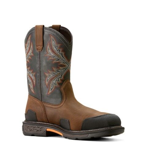 Ariat Men's OverDrive Wide Square Toe Composite Toe Work Boot in Brown