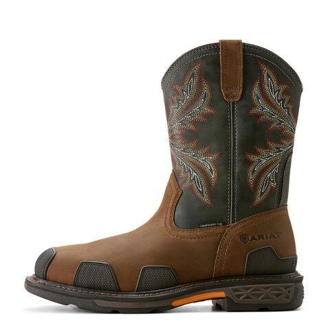 Ariat Men's OverDrive Wide Square Toe Composite Toe Work Boot in Brown