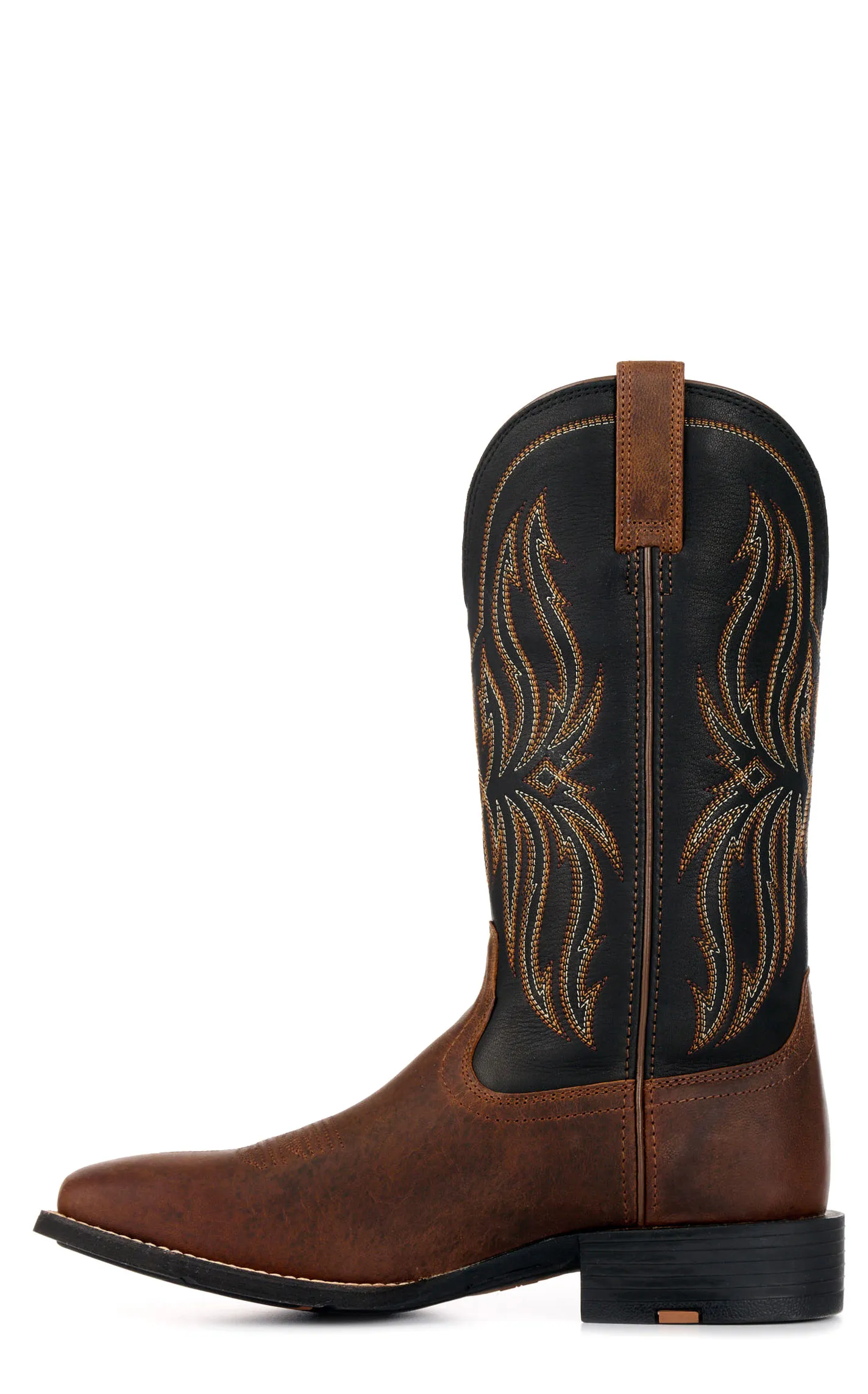 Ariat Men's Sport Rustler Brown and Black Wide Square Toe Cowboy Boot