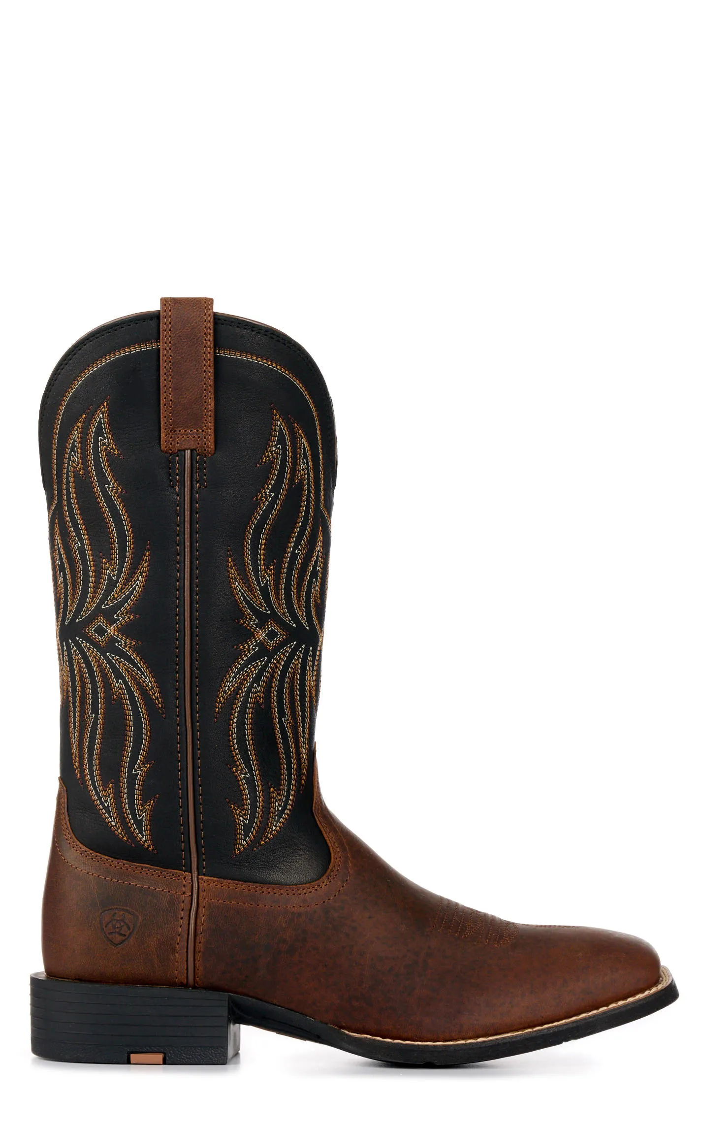 Ariat Men's Sport Rustler Brown and Black Wide Square Toe Cowboy Boot