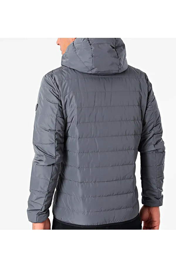 Armani EA7 Down Shield Logo Hood Jacket Grey