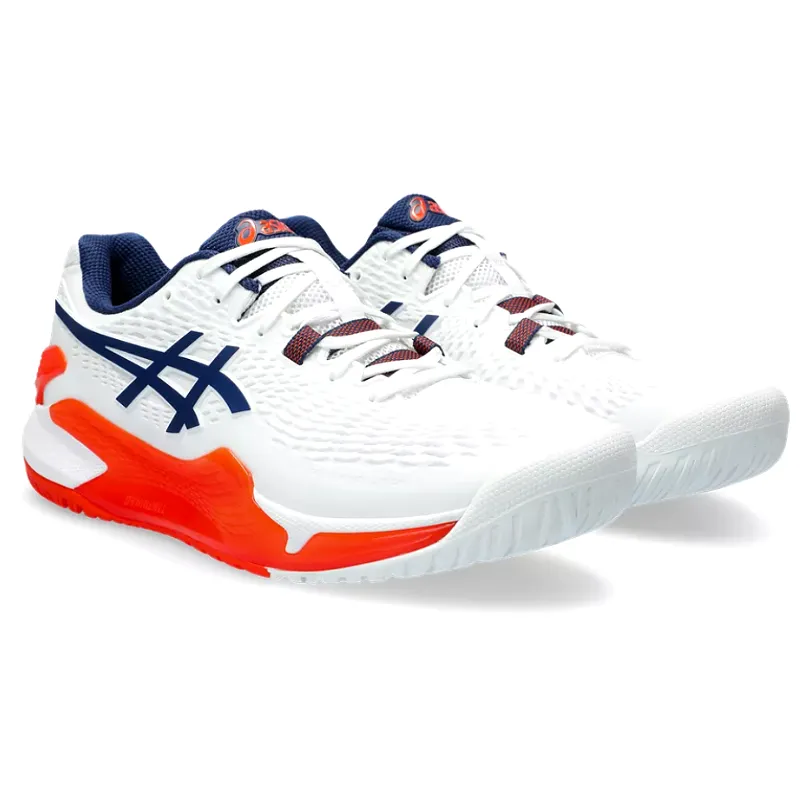 Asics Gel Resolution 9 Men Tennis Shoes - White Blue Expance