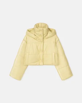 Aveline - Cropped Okobor Alt-Leather Puffer Jacket - Lemongrass