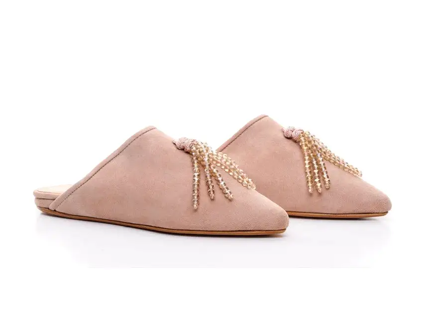 Bahia I Pink Tanned Pompom Detail Mule