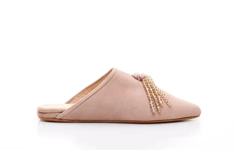 Bahia I Pink Tanned Pompom Detail Mule