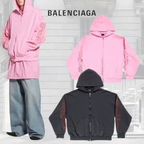 BALENCIAGA  |Offshore Zip-up Hoodie Medium Fit in Pink