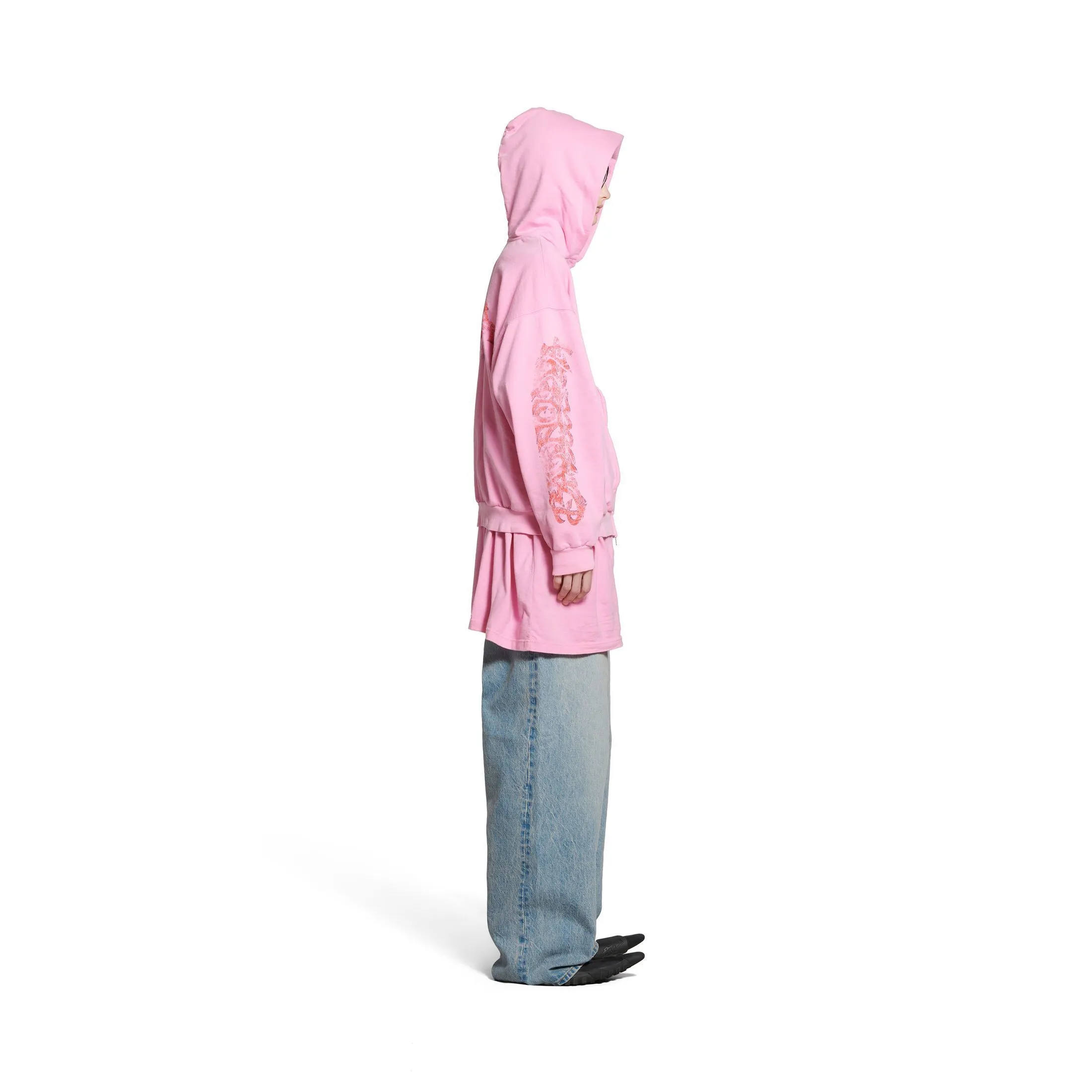 BALENCIAGA  |Offshore Zip-up Hoodie Medium Fit in Pink