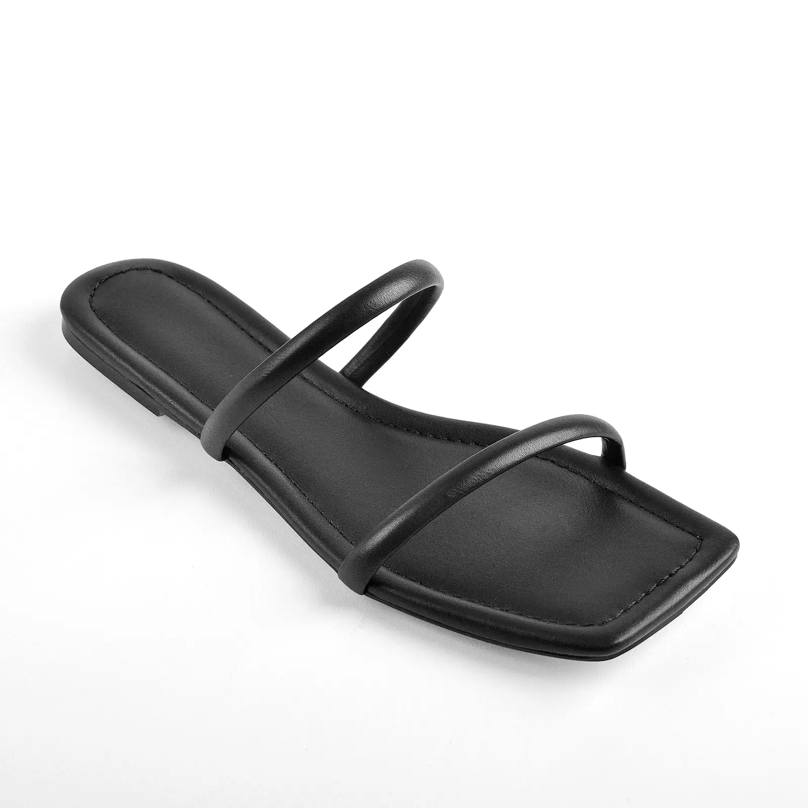 Black Band Flat Sandals Mules