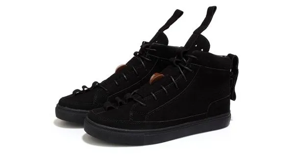 Black Suede Vintage Lace Up High Top Mens Sneakers Shoes