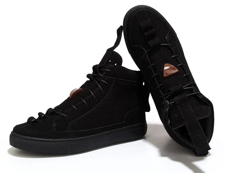 Black Suede Vintage Lace Up High Top Mens Sneakers Shoes