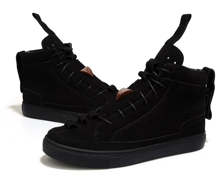 Black Suede Vintage Lace Up High Top Mens Sneakers Shoes