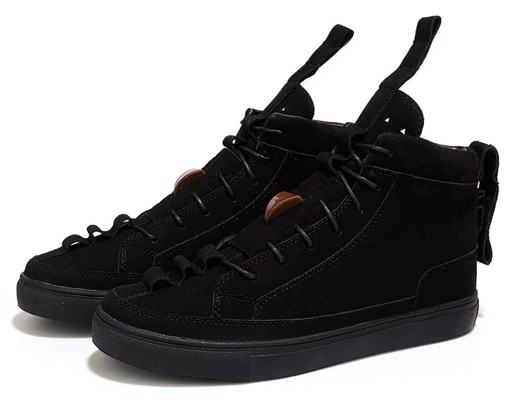 Black Suede Vintage Lace Up High Top Mens Sneakers Shoes