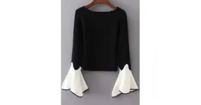 Black White Sleeves Knitwear Sweater