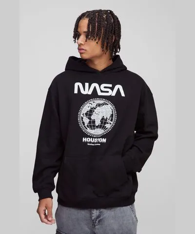 boohoo Mens Oversized Nasa License Print Hoodie