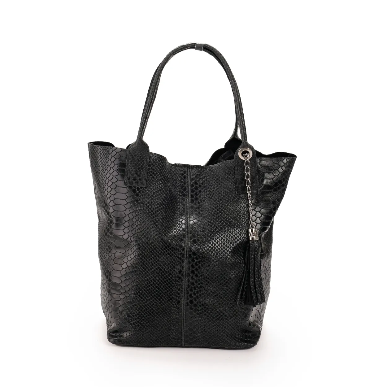 BORSA IN PELLE NERA GENUINE LEATHER