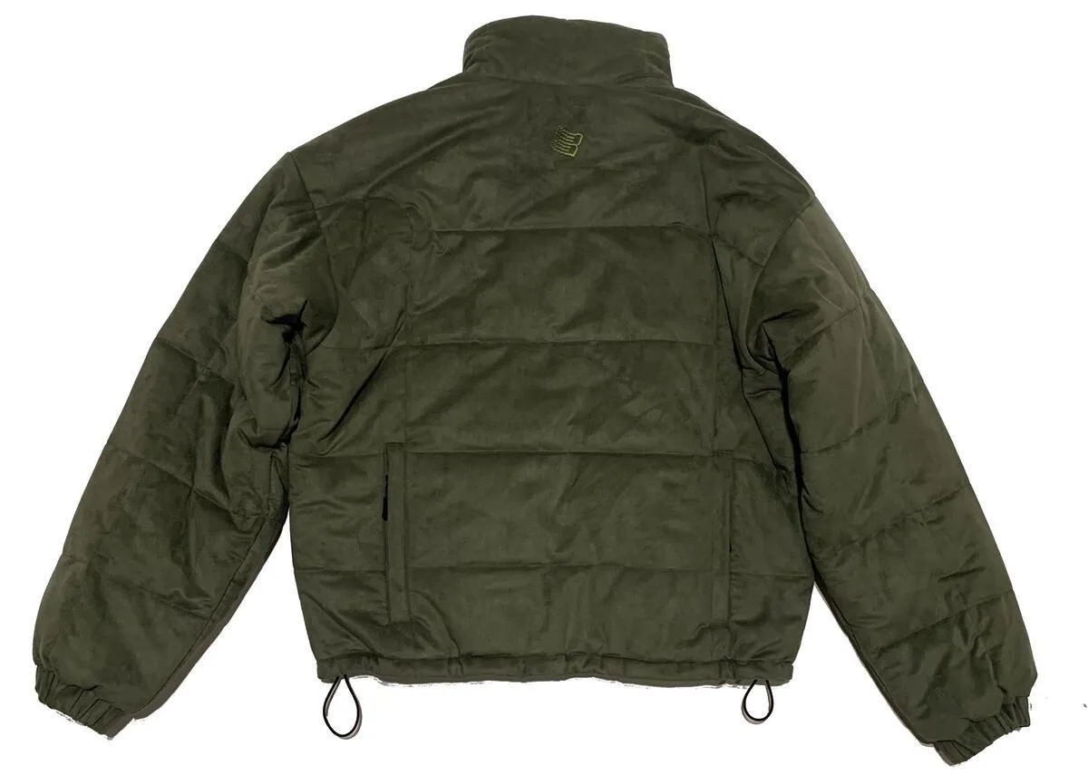 Bronze 56K Faux Suede Puffer Jacket (Olive)