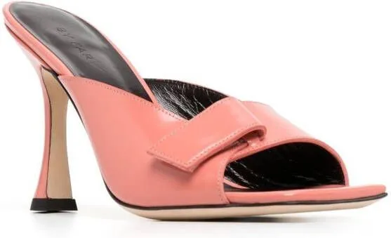 BY FAR Olivia square-toe leather mules Pink