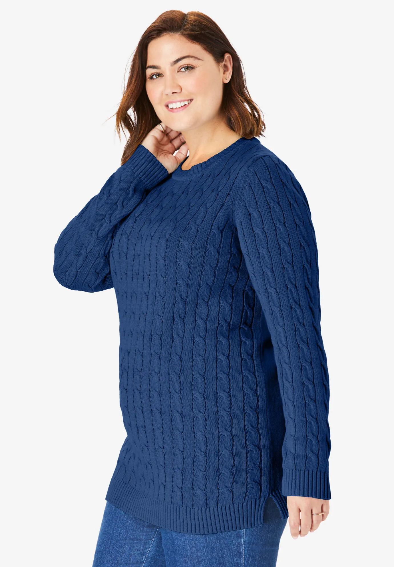 Cable Knit Pullover Crewneck Sweater