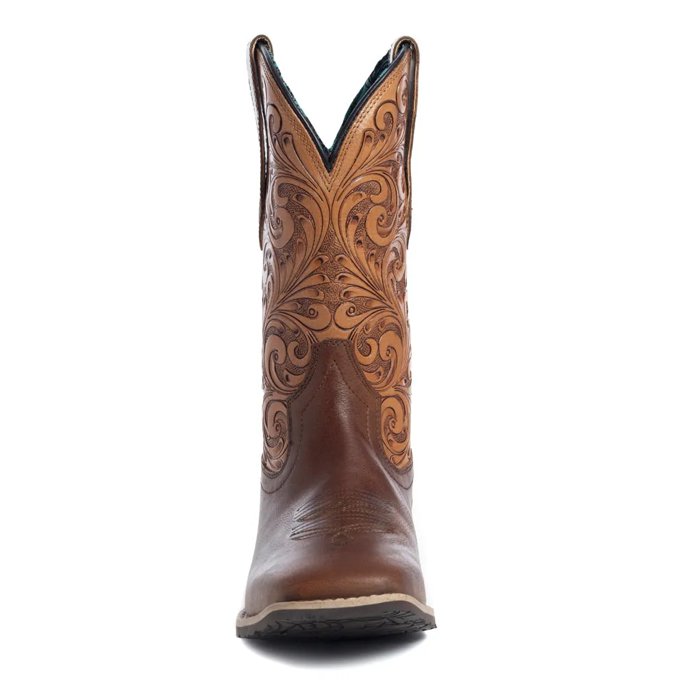 Camilita Hand-tooled Boots in Brown