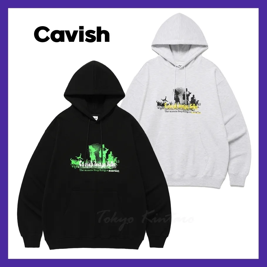 CAVISH  |Unisex Street Style Long Sleeves Logo Hoodies