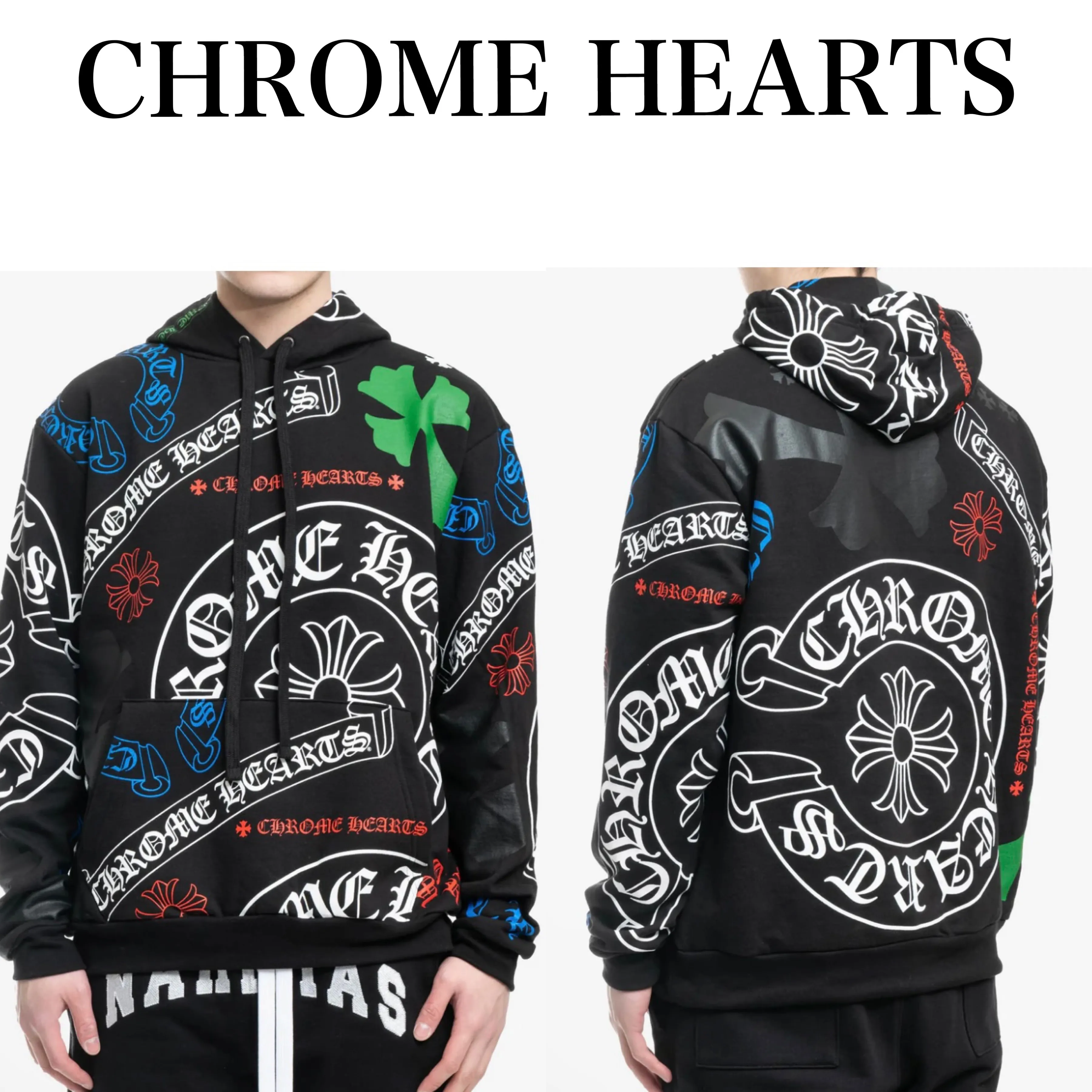 CHROME HEARTS  |Street Style Long Sleeves Cotton Logo Hoodies