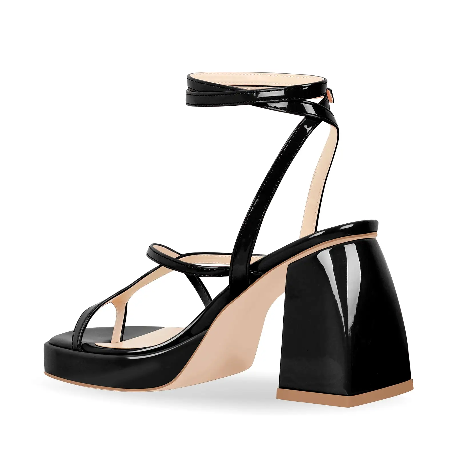 Chunky Mid Heel Criss Cross Platform Sandals