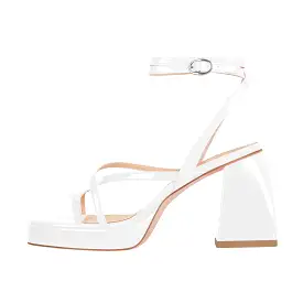 Chunky Mid Heel Criss Cross Platform Sandals