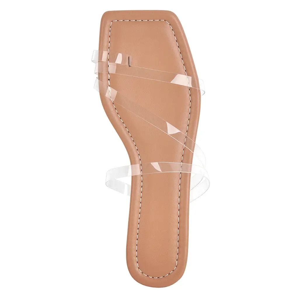 Clear Band Flat Sandals Mules