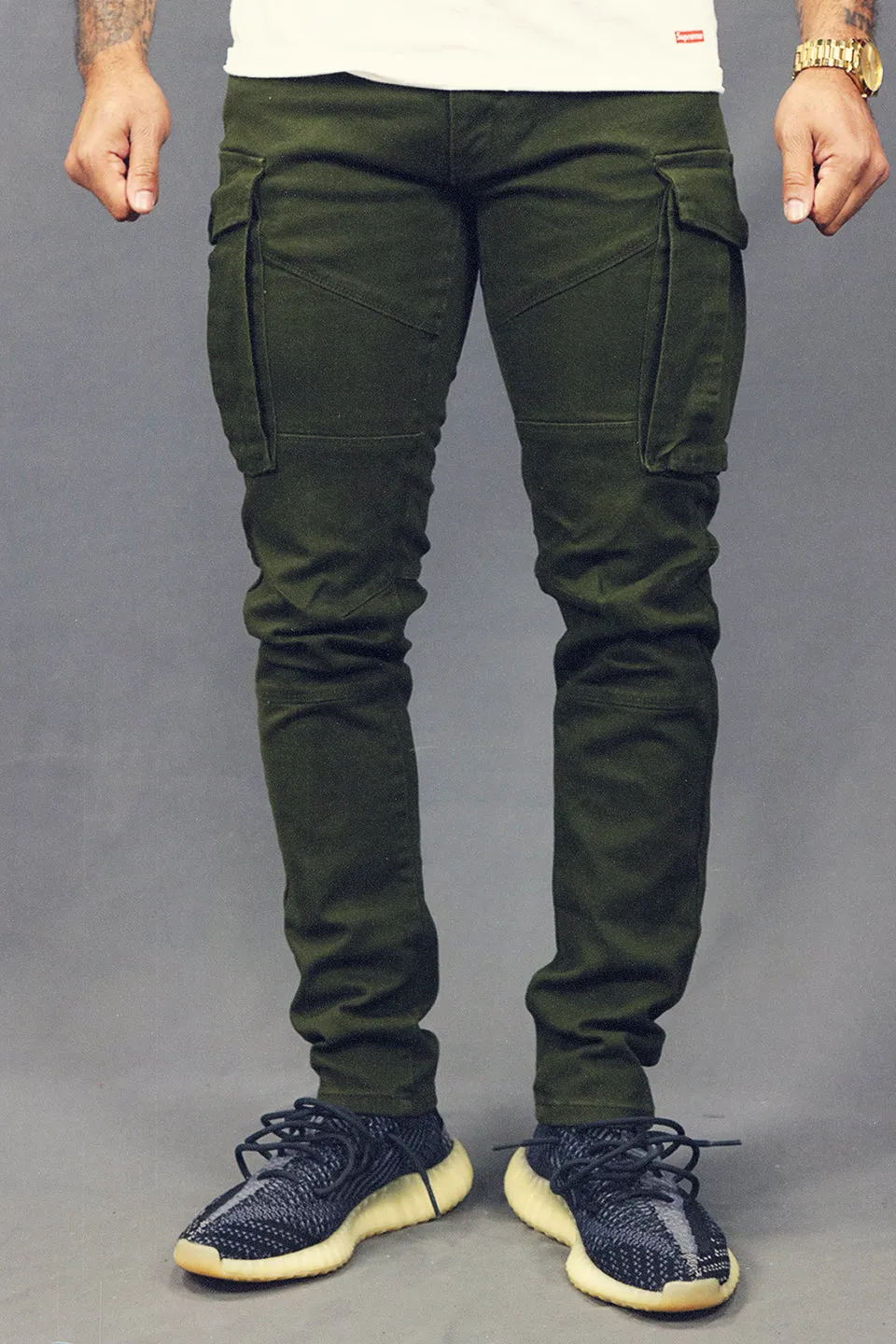 COPPER RIVET | 133204 | UTILITY CARGO SLIM FIT PANTS | OLIVE |