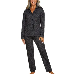 Cosabella Bella Print Long Sleeve Top & Pant PJ Set (AMORP9644) - Black Panther