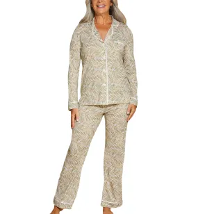 Cosabella Bella Print Long Sleeve Top & Pant PJ Set (AMORP9644) - Palm Aloe