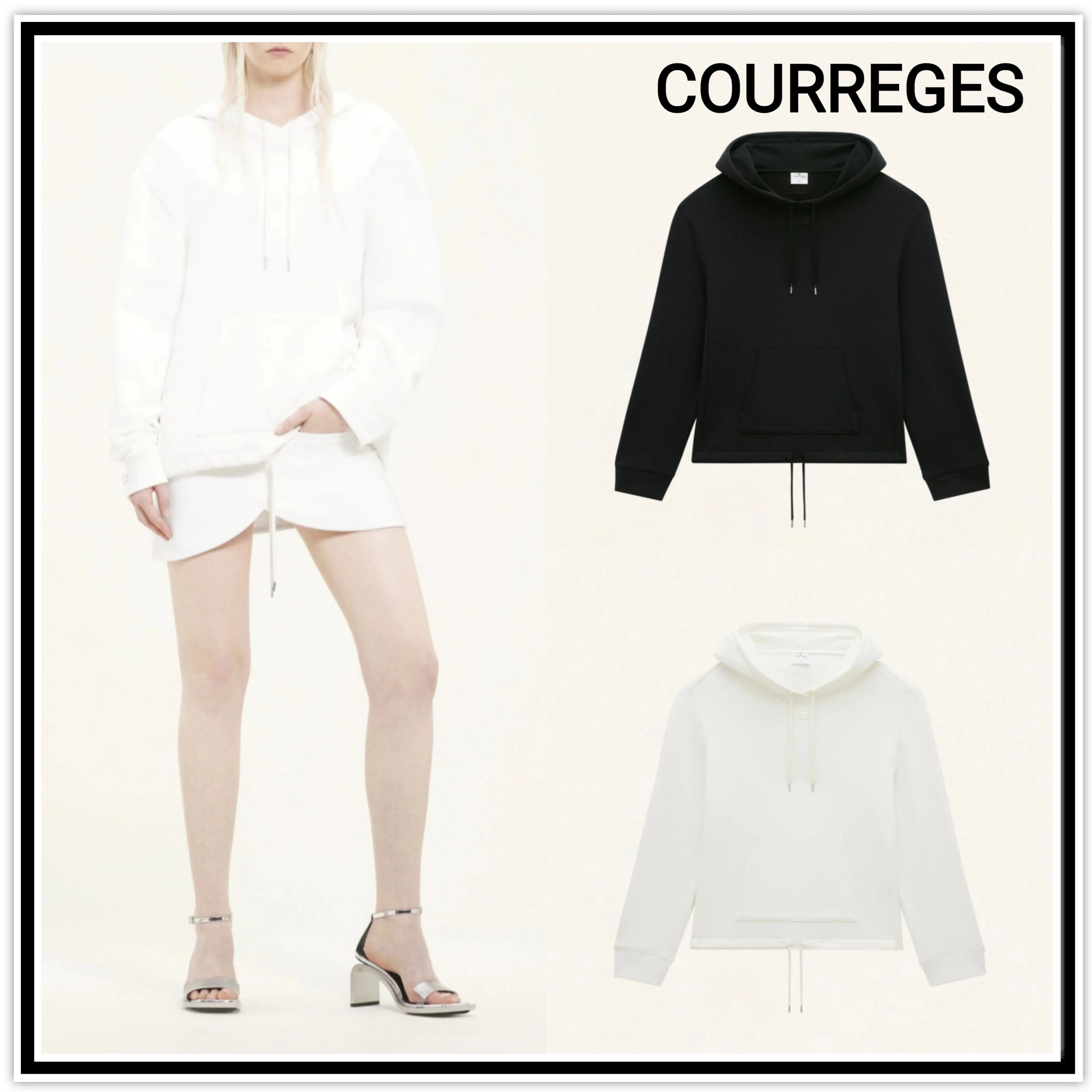 Courreges  |Unisex Street Style Plain Cotton Logo Hoodies & Sweatshirts