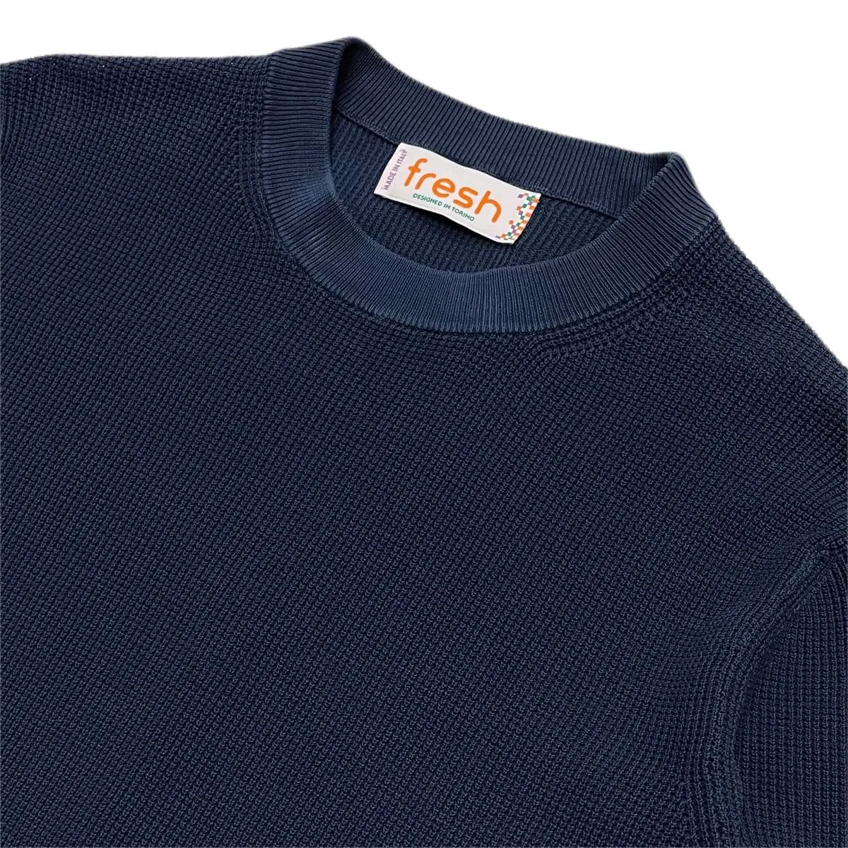 Crepe Cotton Sweater - Navy