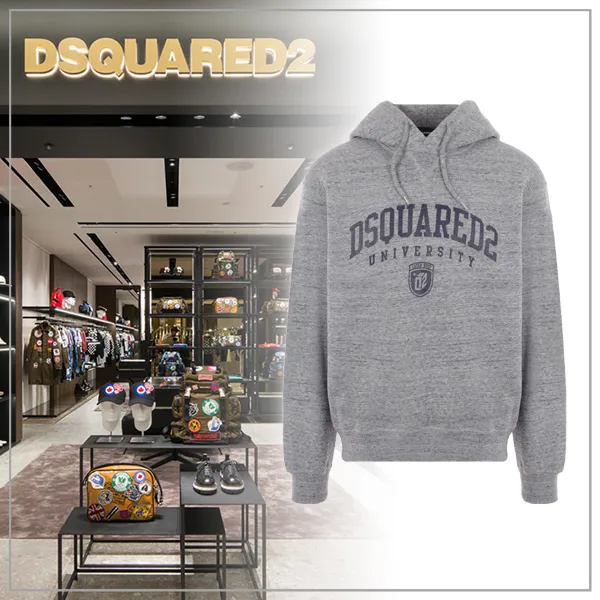 D SQUARED2  |Long Sleeves Plain Logo Luxury Hoodies