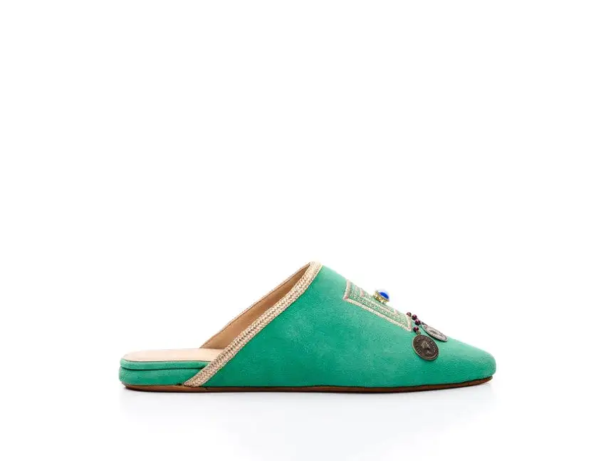 Dana Green Suede Moroccan Slipper