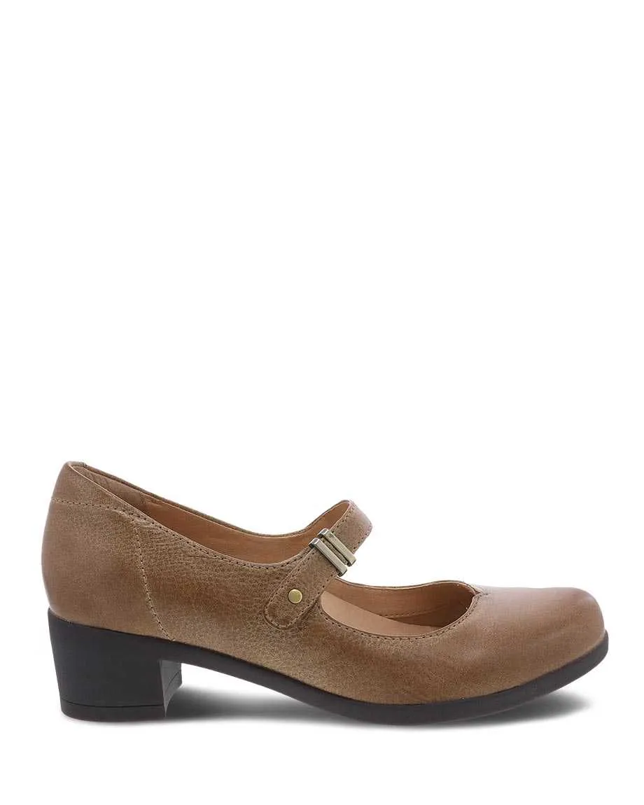 Dansko Womens Callista Mary Jane Velcro Shoes- Tan